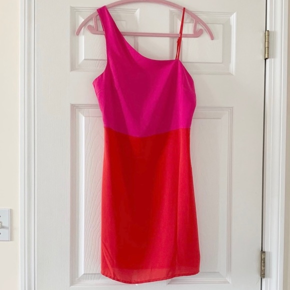 Sugar Lips Pink Red Asymmetrical Dress size M - Picture 2 of 10